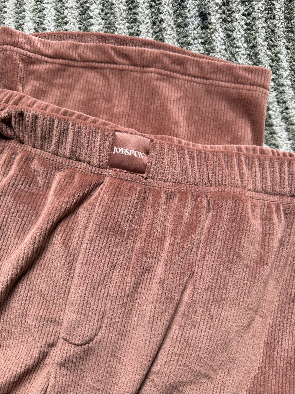 Brown Corduroy Elastic Waist Pants - Picture 2 of 4